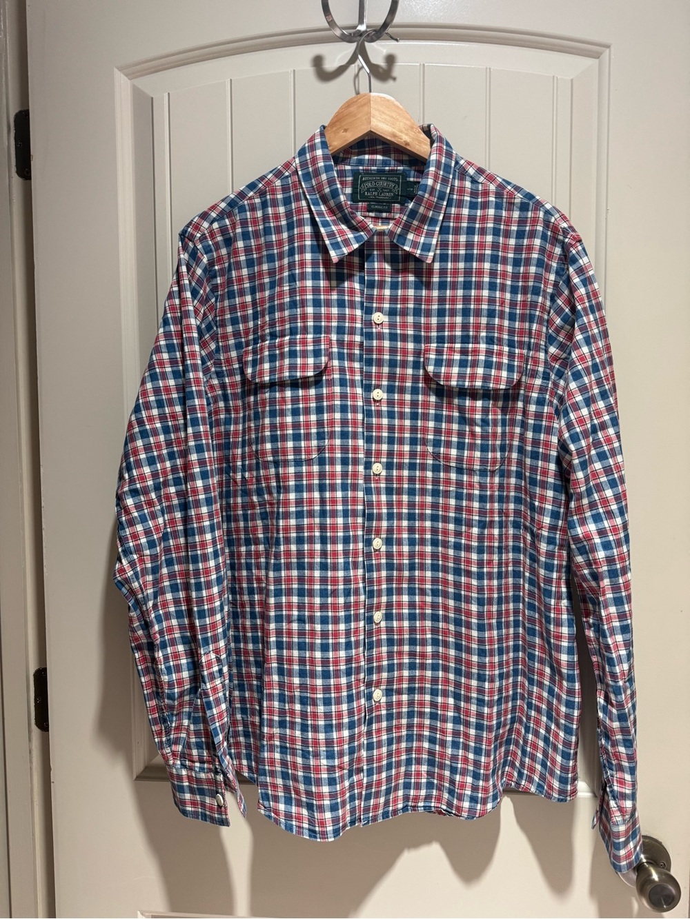 Ralph Lauren Red, Blue & White Plaid Button-Down Shirt